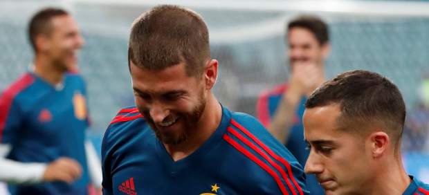 La Selección española en un entrenamiento