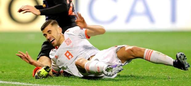 Ceballos, durante el partido entre Croacia y España.